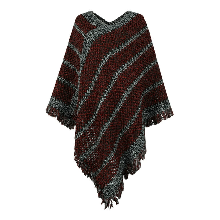 Cloak Tassel Stripe Round Neck Sweaters Cloak Tassel Stripe Round Neck Sweaters