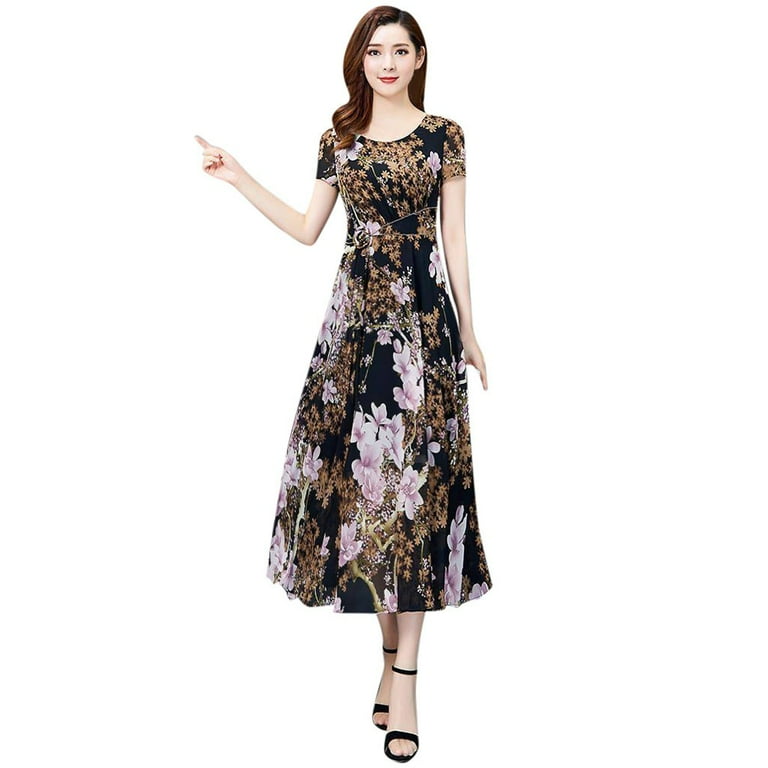 Fashion O-Neck Long-Sleeved Printed Dress Fashion O-Neck Long-Sleeved Printed Dress