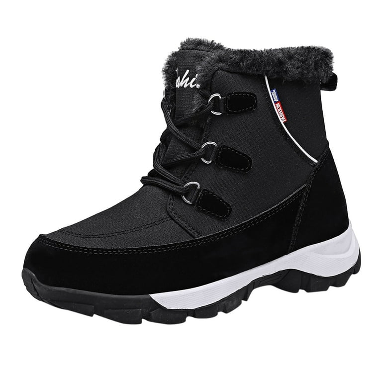 HSMQHJWE Snow Boot Women Size 11 Womens Snow Boots Size 11W Fashion Winter Women Snow Boots Short Tube High Top Flat Bottom Non Slip Round Toe Lace Up Solid Color Plush Warm