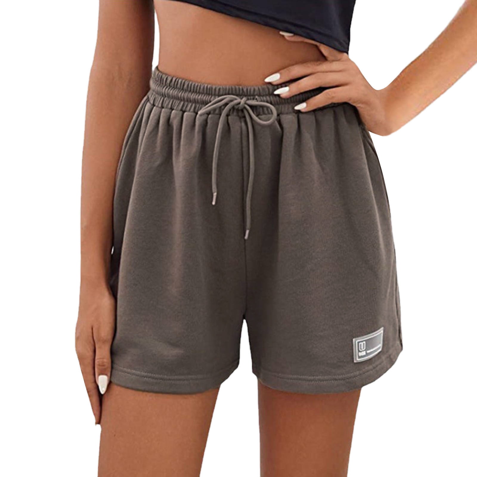 Reflex Womens Juniors Athleisure High Rise Fleece Lined Shorts (Heather  Grey, XL) 