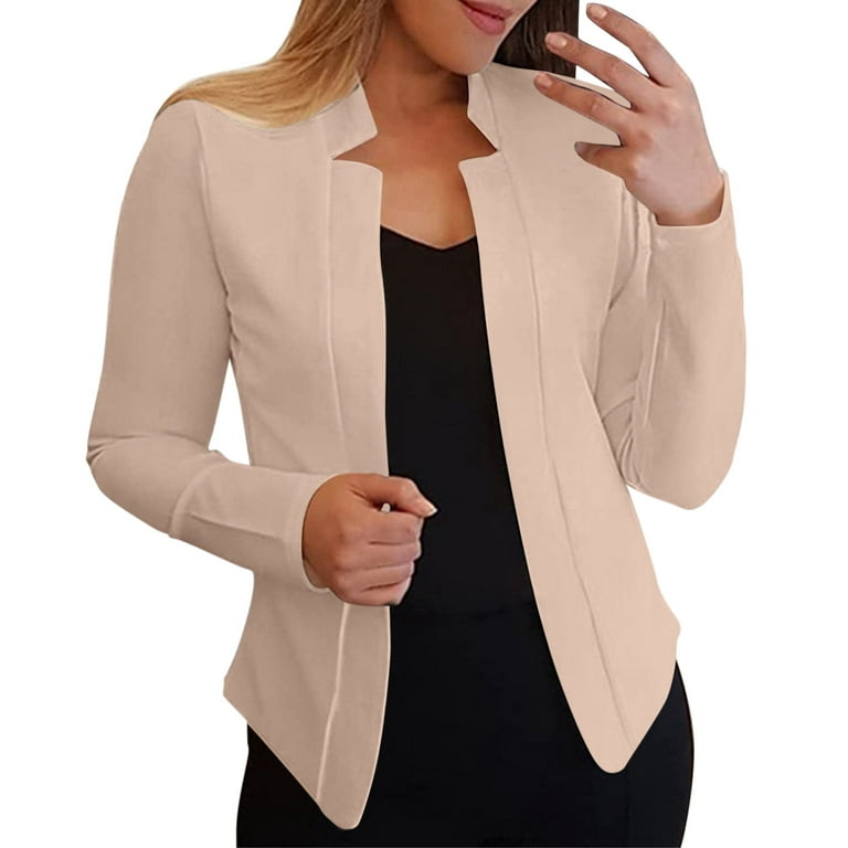 HSMQHJWE Summer Blazer Womens Utility Jackets Women Casual Solid Long  Sleeve Open Front Notched Collar Suit Cardigan Office Ladies Jacket Daily  Work