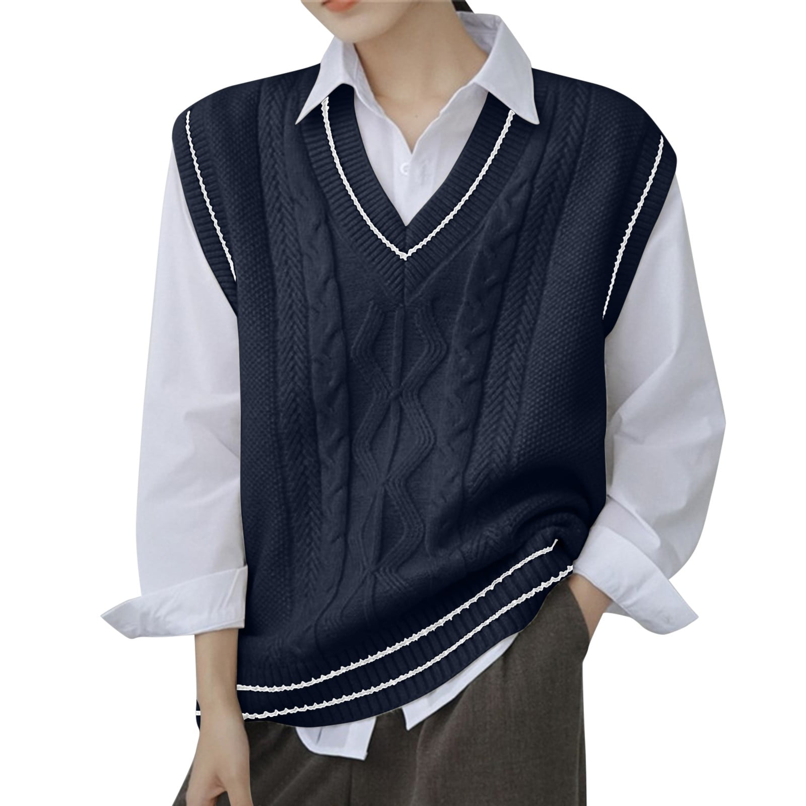 HSMQHJWE Sweater Vest Medium Vest Womens V Neck Sweater Vest HSMQHJWE Sweater Vest Medium Vest Womens V Neck Sweater Vest