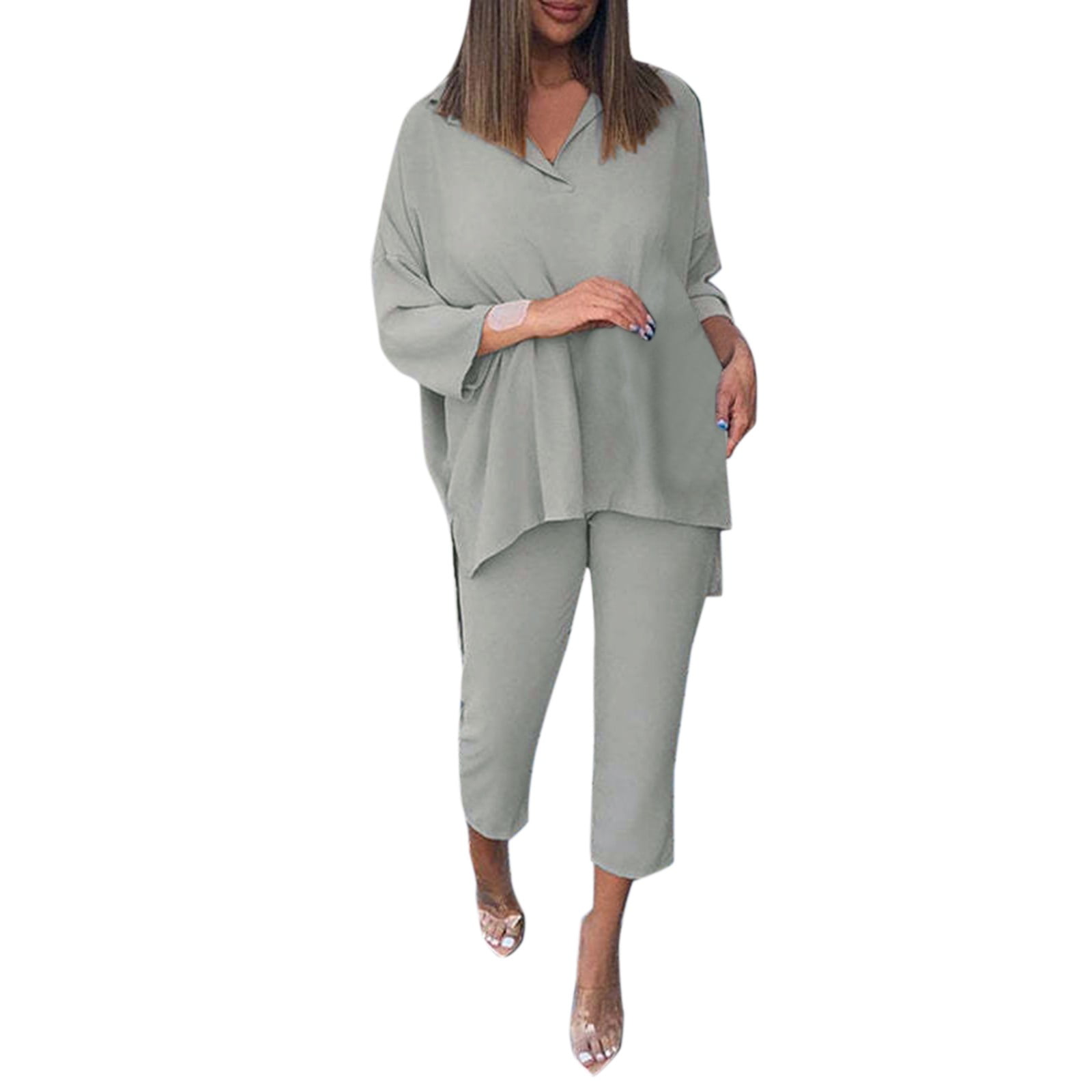 Solid Color V- neck Nine Points Sleeve Sweaters Solid Color V- neck Nine Points Sleeve Sweaters