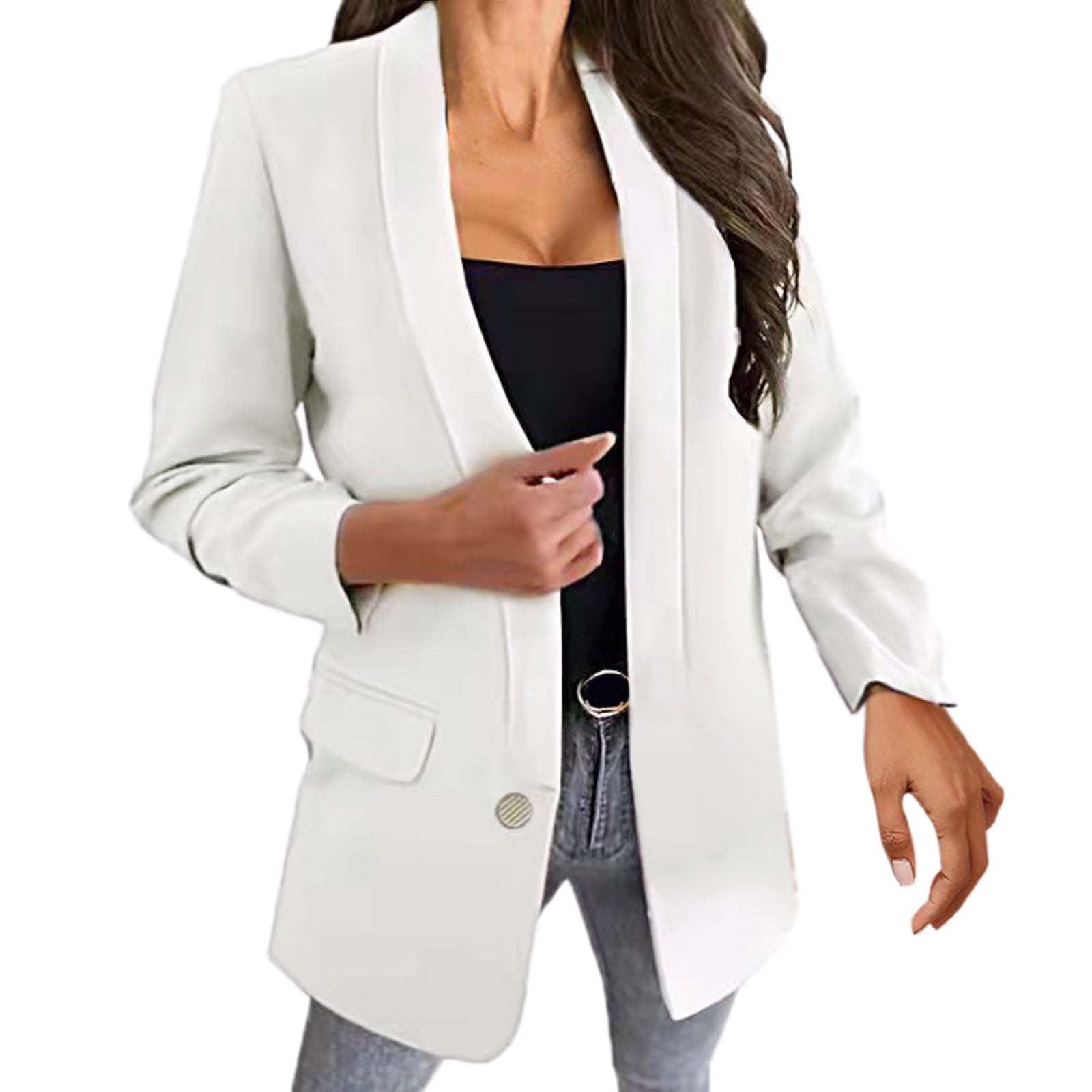 HSMQHJWE White Oversized Blazer Warm Winter Coat Womens Casual Light Weight  Thin Jacket Slim Coat Long Sleeve Blazer Office Business Coats Jacket  Skirted Coats For Women 