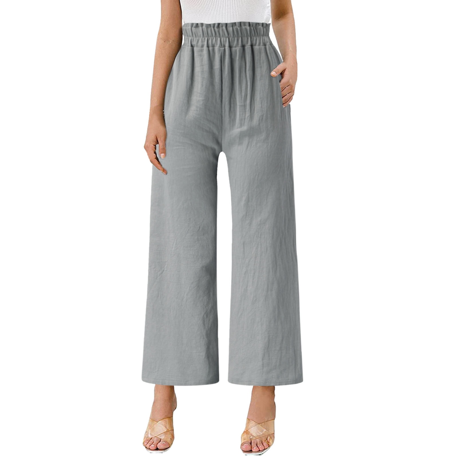 HSMQHJWE White Stag Pull On Pants For Women All Day Wear Linen Loose Women'S  Simple Casual Casual Pants Cotton And Linen Trouser Solid Cotton Pants  Pants Women'S Trouser Pants 
