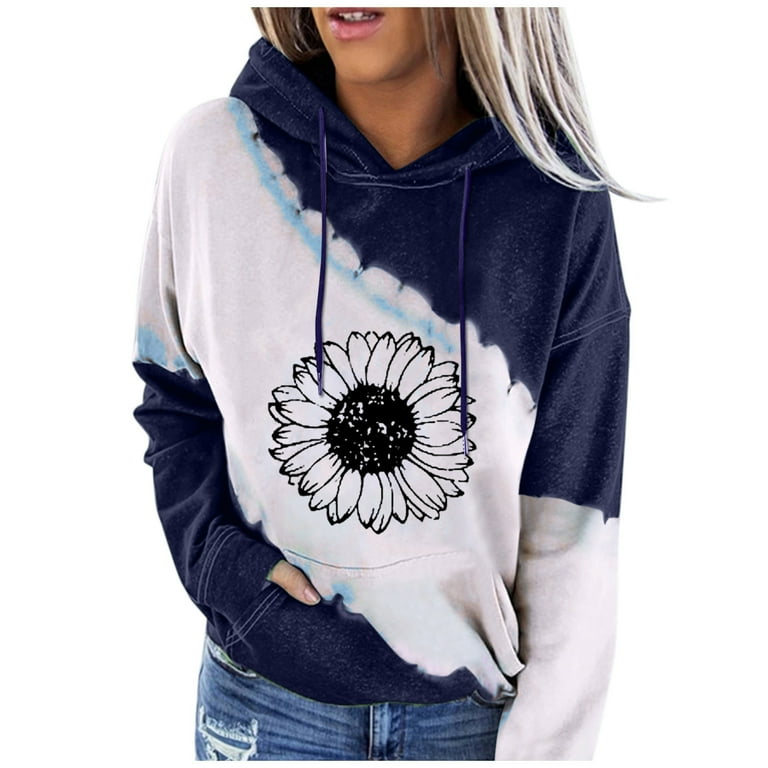 HSMQHJWE White Sweatshirt For Women Winter Hoodies Women Women Color Matching Print Casual Blouse Hooded Pocket Long Sleeve Sweatshirts Ladies