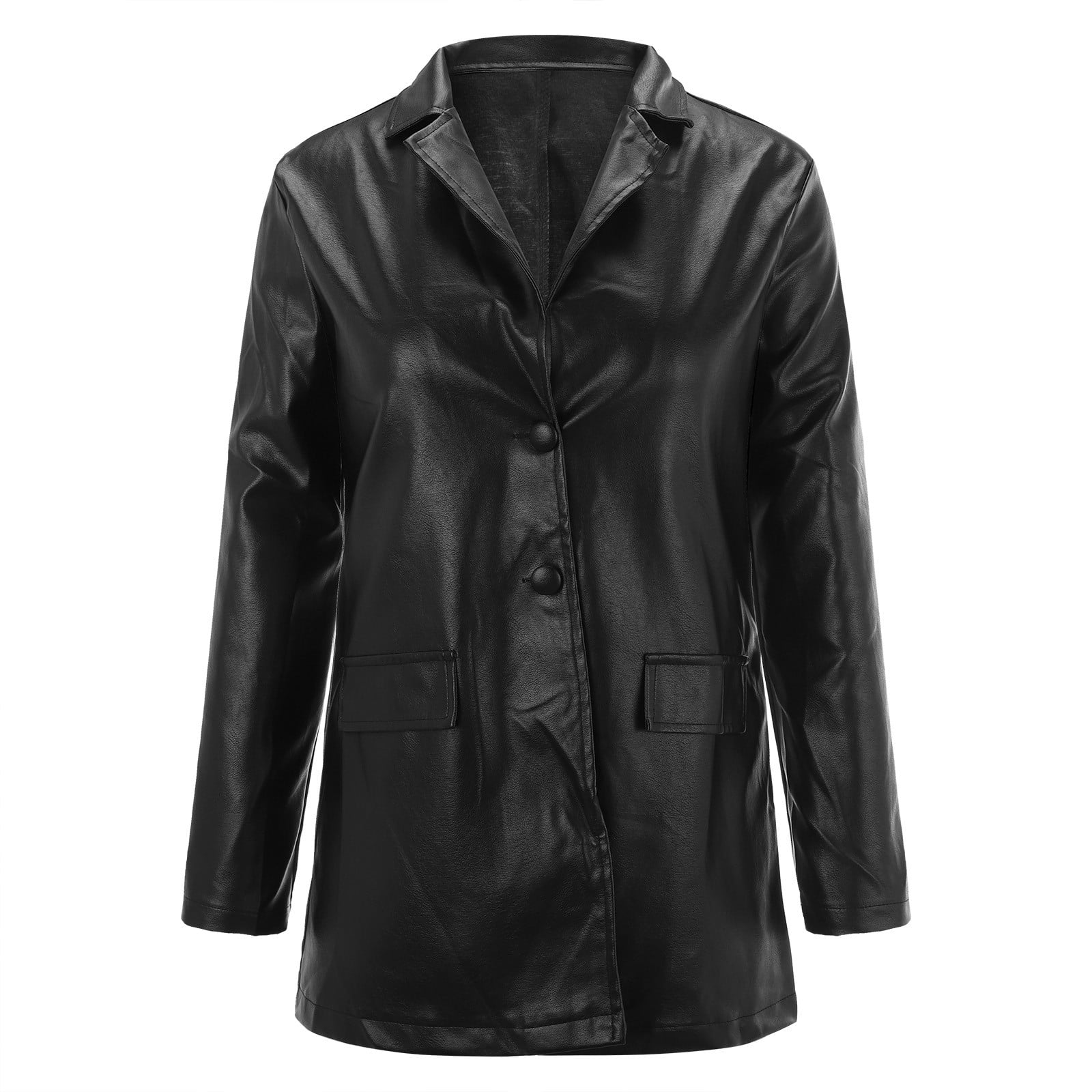 HSMQHJWE Women Business Suit Double Leather Jacket Women Ladies Spring  Autumn Winter Long Sleeve Black Lapel Single Pu Leather Mature Blazer Coat  Dark Winter Coat Women - Walmart.com