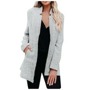 HSMQHJWE Women'S Fall Jackets Winter Coats For Women Without Hood Women Fashion Long Sleeve Color Commuting Pocket Casual Outwear Suit Coat Cool Mom Sweater
