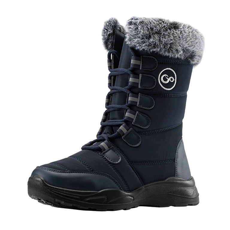 HSMQHJWE Women Snow Boots Size 13 Wide Women Boots Wide Calf Women Men Snow Boots Round Toe Water Proof Flat Heel Warm Winter Lace Up Solid Color Mid