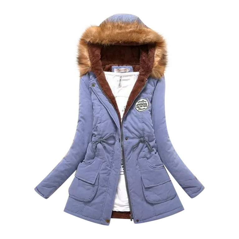 HSMQHJWE Women Winter Jackets Color Blocking Jacket Ladies Warm Thickened Overcoat Warm Trendy Winter Lined Slim Fashion Hooded Snow Outwear Coat