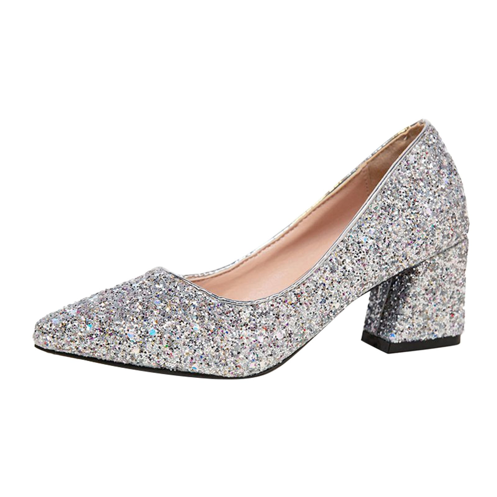 Buy Silver Block Heels Silver Heel Wedding Shoes Shoes for Online in India  