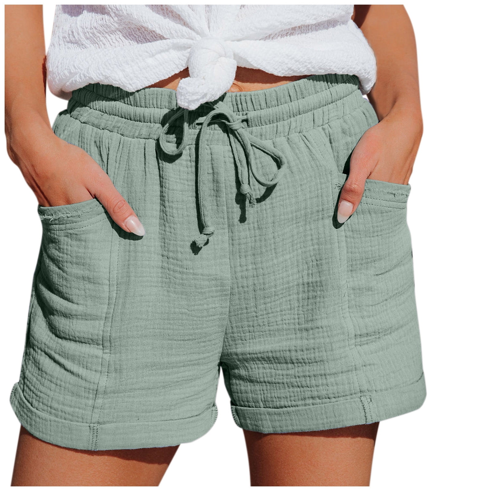 HSMQHJWE Aurola Shorts Workout Jean Shorts For Women High Waist Casual  Wide-Leg Shorts Fashion Button Pocket Daisy Loose Women'S Print Cotton  Pants Top And Shorts Set Women 