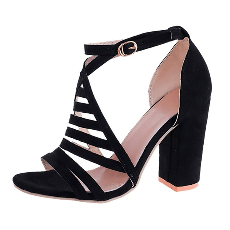 HSMQHJWE Womens Black Heels Open Toe Shoes High Heel Sandals Fashion Summer  Evening Dress High Heel Sandal Shoes 