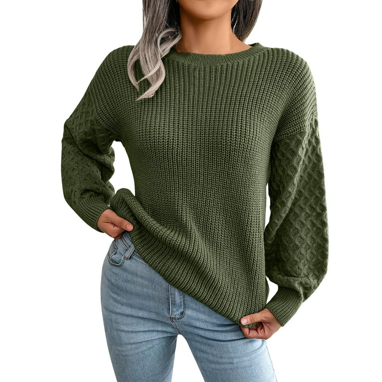 Teal Sweaters for Women Women's Solid Color CrewNeck Ribbed Sweater Long  Sleeve Knit Slim Girls Long down Coat, Black, Large : : Clothing,  Shoes & Accessories