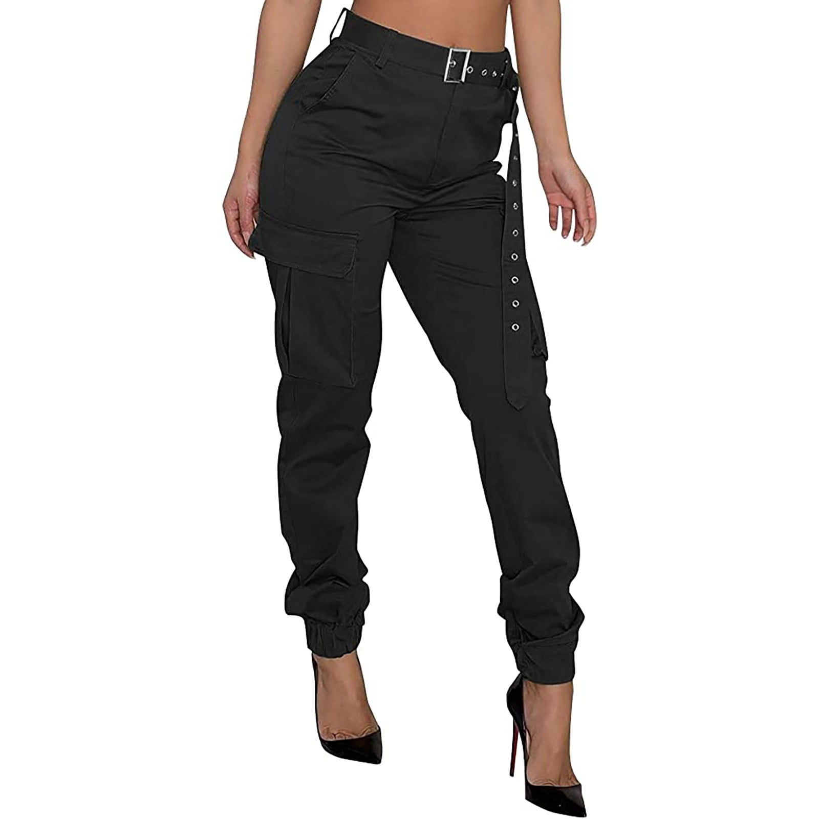 HSMQHJWE Tall Joggers For Women 20 Plus Size Dress Pants Womens Black Work  Pants Solid Stretch High Waist Zipper High Waist Straight Pants With Pocket Trousers  Plus Size Pants Cute 