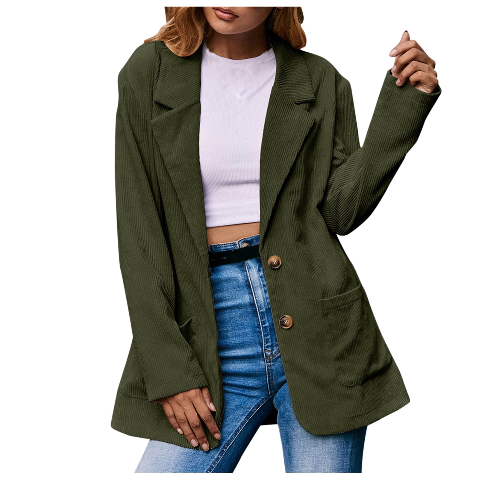 HSMQHJWE Womens Long Jacket Women Pants And Jacket Women Casual Autumn  Winter Cardigan Pocket Long-Sleeved Lapel Double-Faced Buttons Solid Color  Long Coat Womens Zip Sweater 