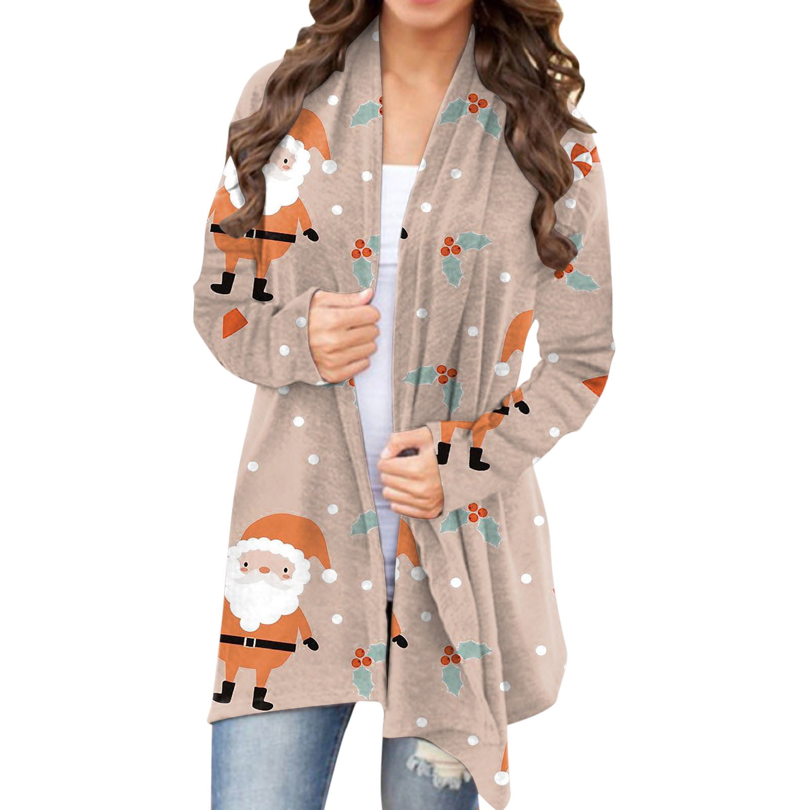 HSMQHJWE Womens Plus Leopard Cardigan Womens Sweater Duster Long Fashion  Cardigan For Women Christmas Print Fall Open Front Cardigan Casual Duster