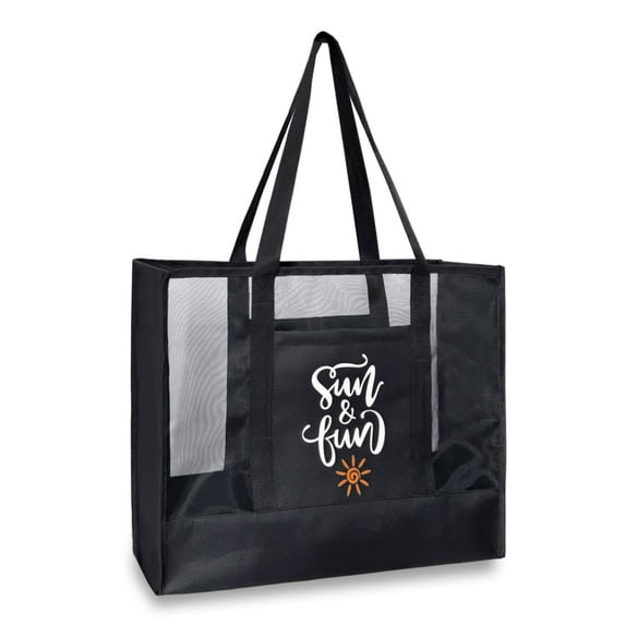 Large Mesh Beach Bags With Pockets & Zipper, Lightweight Beach Tote for Poolside, Trip/swim