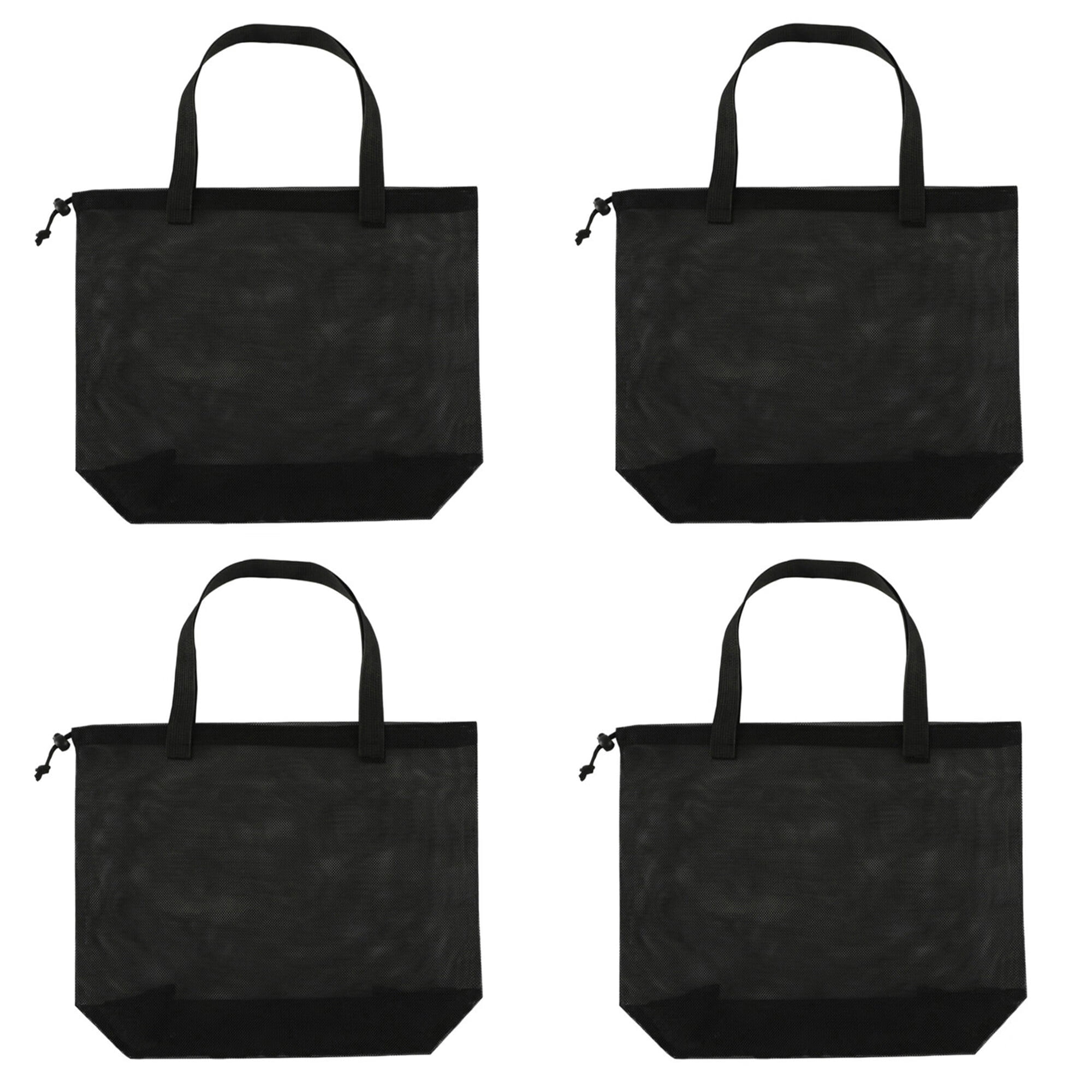 4pcs Black Mesh Beach Tote Bag Mesh Drawstring Shopping Bag Suitable For Gifts Toys Groceries And Laundry: How It Stacks Up