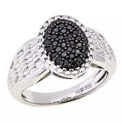 HSN Sterling Silver .25ctw Black Diamond Oval Cluster Ring, Size 7