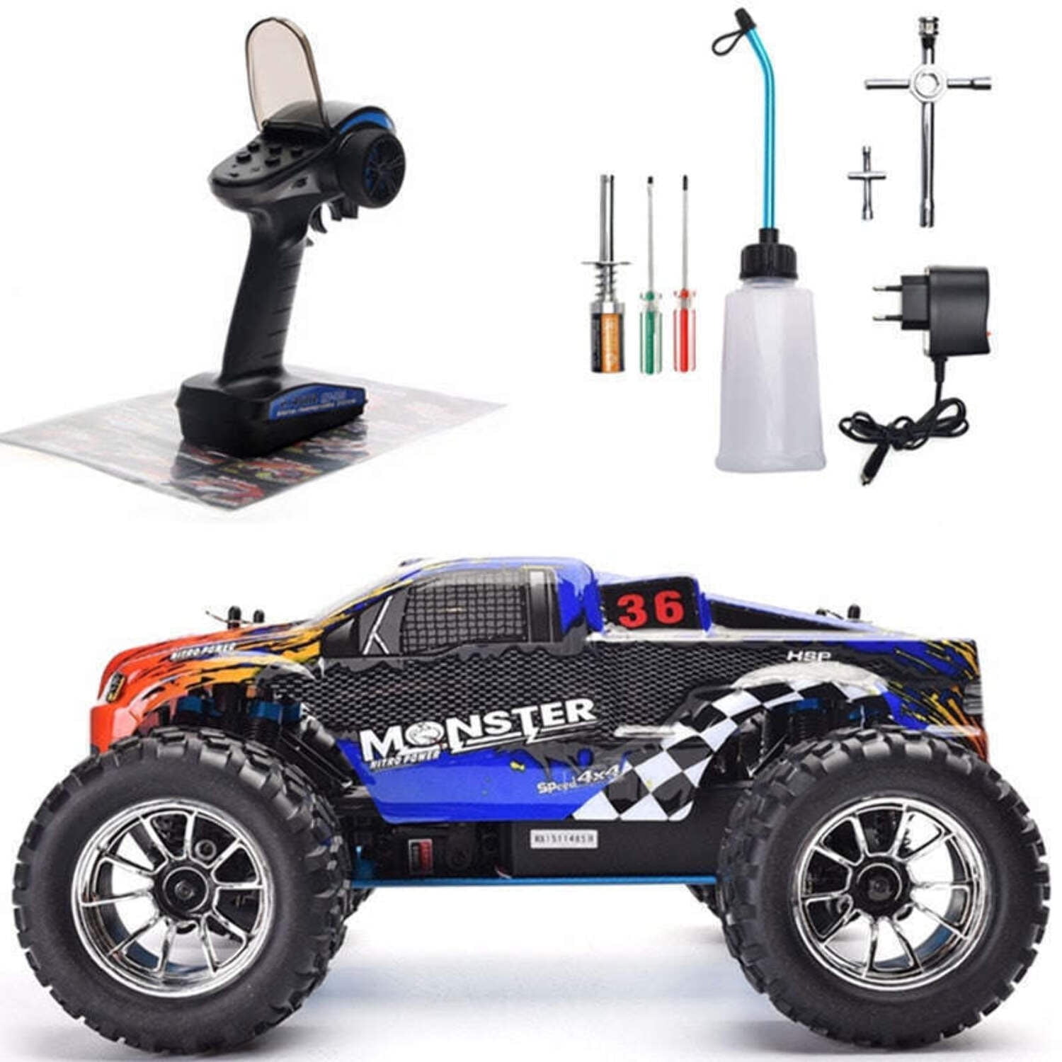 HSP Adults Big Off road 1 10 RC Car Nitro Gas Power 4wd Monster Truck High Speed Racing Vehicle Walmart