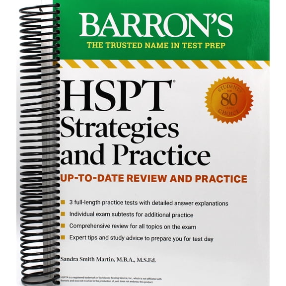 HSPT Strategies and Practice, Second Edition: Prep Book with 3 Practice Tests + Comprehensive Review + Practice + Strategies (Barron's Test Prep) (Spiral-bound)