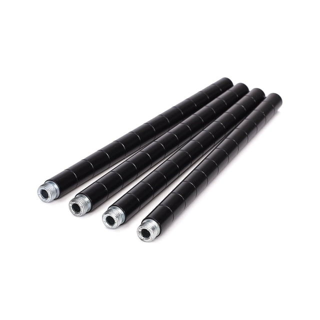 4 Pack 35.5" Long Black Top Poles - 1" Diameter, 1.2mm Thick Steel For Shelving