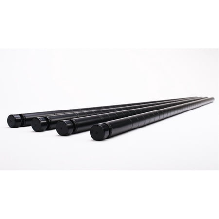HSS 30" Long Wire Shelf Pole 3/4" Pole Diameter 1.0 mm Thickness Black, 4-Pack, Hardware
