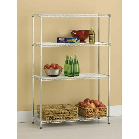 HSS 4 Tier Steel Wire Shelf Unit 14"Dx36"Wx54"H Chrome, Capacity 1000 lbs