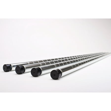 HSS 54" Long Wire Shelf Pole, 7/8" Pole Diameter Chrome, 4-Pack, Hardware