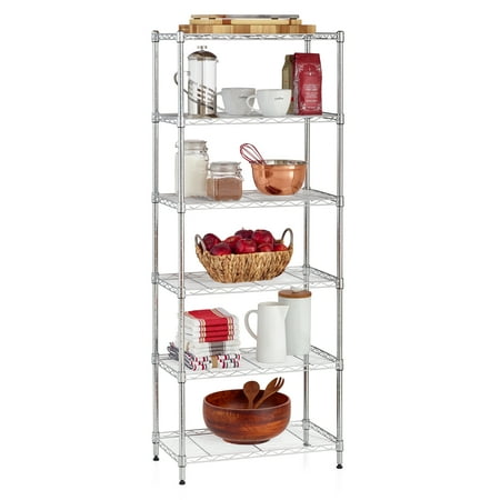 HSS 6-Shelf Wire Shelf Unit, 23.2"W x 13.4"D x 59"H , Chrome, 1500 lb Capacity