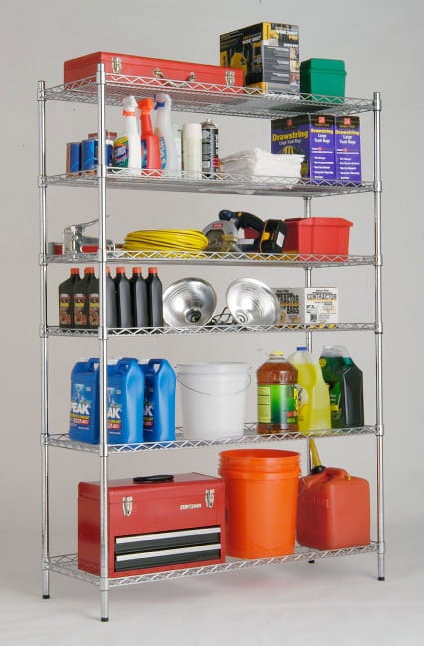 HSS 6Tier Heavy Duty Wire Shelf Unit 18"Dx48"Wx72"H Chrome, Capacity