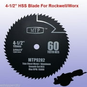 HSS 60T 4-1/2" 4.5 inchMetal Circular Saw Blade for Rockwell Rk3441k , Worx Compact Saw WX429L 9.5mm/ 3/8" arbor RW9282