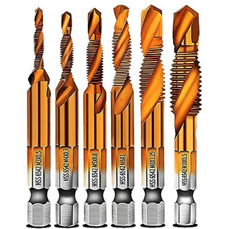 HSS Bit Set for Titanium Combination Taps, 6pcs, 3 in 1 Tapping Screw