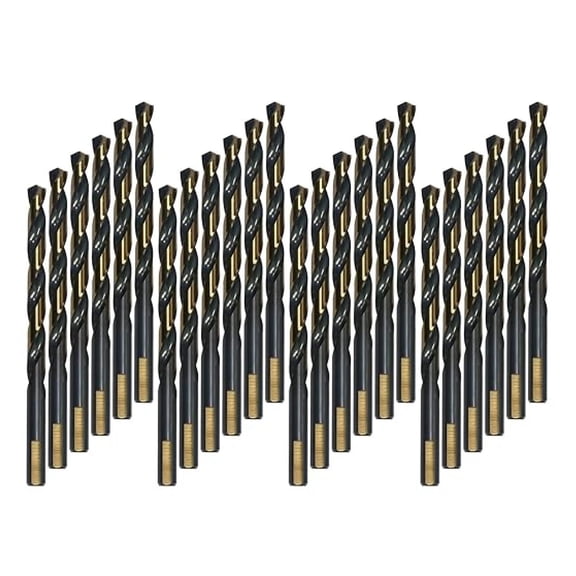 HSS Drill Bits | 24 Pcs Black and Coated Drill Bits Set | 1/4 Inch 3-Flat Shank Jobber Drill Bits for Drilling on Mild Steel, Copper, Aluminum, Zinc Alloy