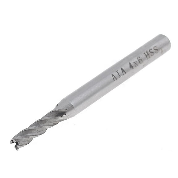 HSS Helical Groove 4 Flute 4mm Dia Tip 60mm Length Cutting End Mill