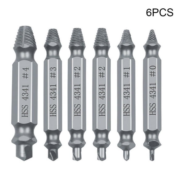 HSS Screw Extractor Remover Set, 6 Sizes for Damaged/Broken Bolt/Stud Reverse Drill Bit Removal Tool Kit