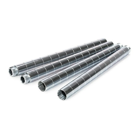 HSS Steel 12" Extension Pole 1" Diameter 1.2 mm Thickness Chrome 4-Pack, Hardware
