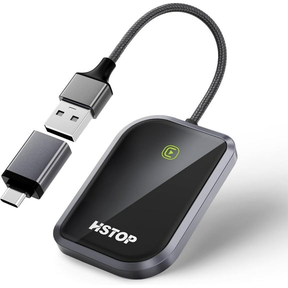 HSTOP Carplay Wireless Adapter with Music/Voice/Navigation, The 2024 Latest Update Apple Car Play Wireless Adapter that Compatible with Wired Carplay-Equipped Cars and Iphone 6/IOS 10+ mobile phones