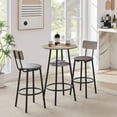 thumbnail image 1 of HSUNNS 3-Piece Round Bar Table Set with 2 PU Leather Bar Stools, Bistro Kitchen Table Sets for Breakfast Nook Small Space Restaurant, Round Table, Grey, 1 of 11