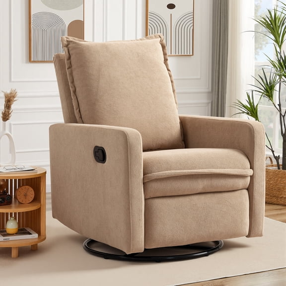 HSUNNS 360° Swivel Rocker Recliner for Adults, Small Rocking Recliner for Small Spaces, Glider Recliner for Nursery, Rocking Chair , Manual Recliner Chair for Living Room, Bedroom, Camel