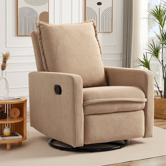 HSUNNS 360° Swivel Rocker Recliner for Adults, Small Rocking Recliner for Small Spaces, Glider Recliner for Nursery, Rocking Chair , Manual Recliner Chair for Living Room, Bedroom, Camel