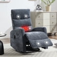 thumbnail image 1 of HSUNNS 360° Swivel Rocker Recliner Chair with Heat Massage, Chenille Manual Single Rocker Sofa Recliner Chair with Side Pockets for Living Room Home Theater, Blue, 1 of 6