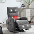 thumbnail image 1 of HSUNNS 360° Swivel Rocker Recliner Chair with Heat Massage, Chenille Manual Single Rocker Sofa Recliner Chair with Side Pockets for Living Room Home Theater, Dark Grey, 1 of 7