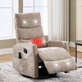 thumbnail image 1 of HSUNNS 360° Swivel Rocker Recliner Chair with Heat Massage, Chenille Manual Single Rocker Sofa Recliner Chair with Side Pockets for Living Room Home Theater, Khaki, 1 of 7