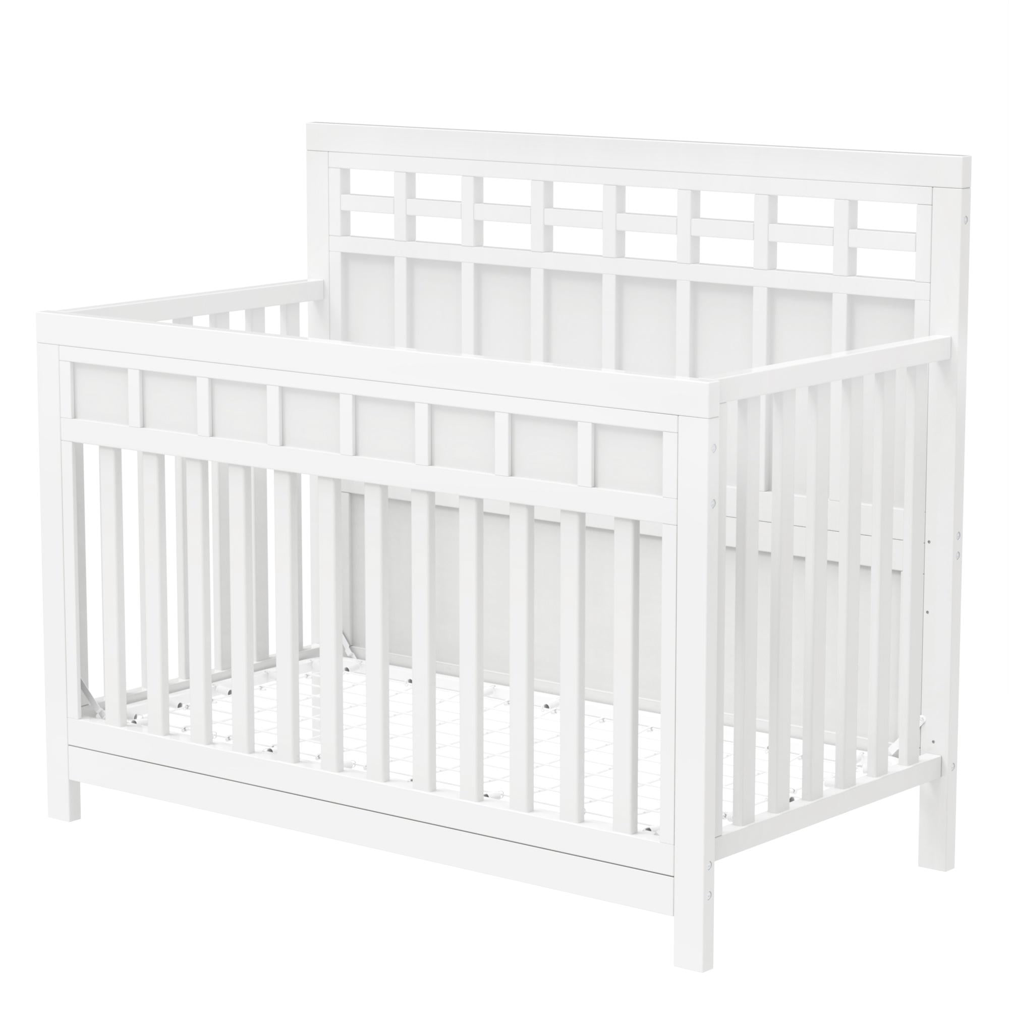 HSUNNS 4in1 Convertible Mini Crib In White, Certified Baby Safe Crib