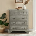 thumbnail image 1 of HSUNNS 5 Drawer Dresser, Farmhouse Storage Dressers with 5 Drawers for Bedroom, Entryway, Hallway, Vintage Design Storage Cabinet, Rustic Chest of Drawers Nightstand, Ancient Oak, 1 of 5