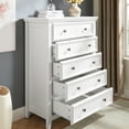 thumbnail image 1 of HSUNNS 5 Drawer Dresser for Bedroom, Chest of Drawers for Bedroom, Storage Cabinet Nightstand Dresser Organizer with Modern Design, Closet, White, 1 of 11