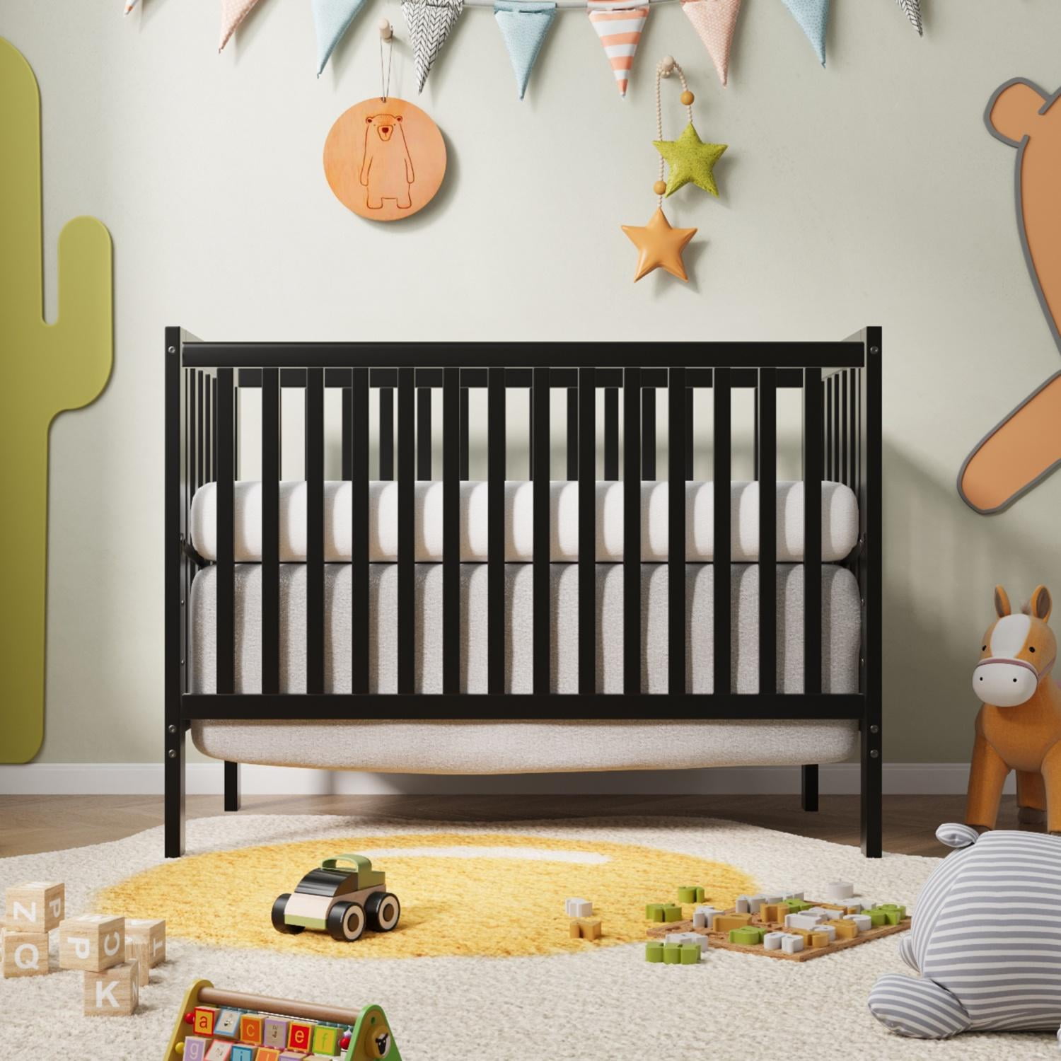 HSUNNS 5-in-1 Convertible Crib, Baby Crib with Slats, Certified Baby Safe Crib, Converts from Baby Crib to Toddler Bed, Easy Assembly, 3 Adjustable Heights, Black - image 1 of 8