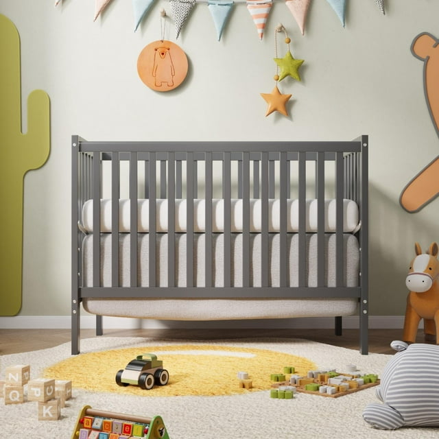 HSUNNS 5in1 Convertible Crib, Baby Crib with Slats, Certified Baby